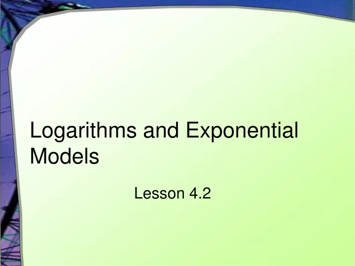 logarithms and exponential models