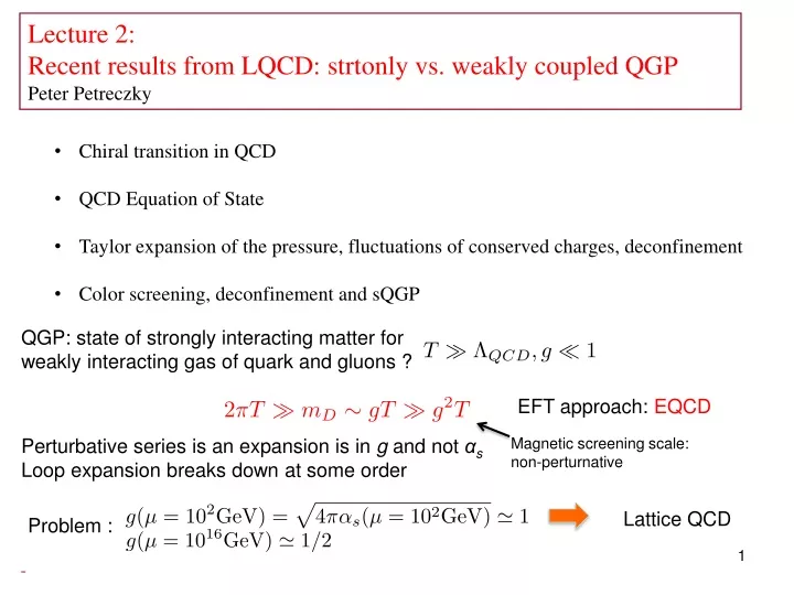 lecture 2 recent results from lqcd strtonly