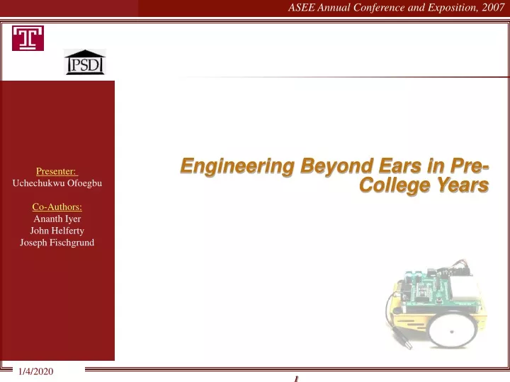 engineering beyond ears in pre college years
