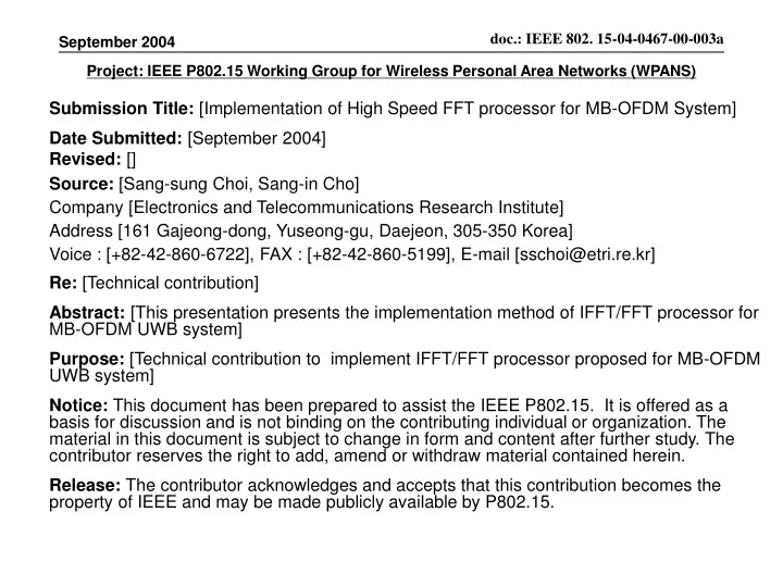 project ieee p802 15 working group for wireless personal area networks wpans