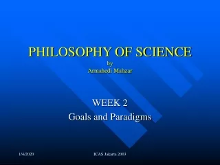PHILOSOPHY OF SCIENCE by Armahedi Mahzar