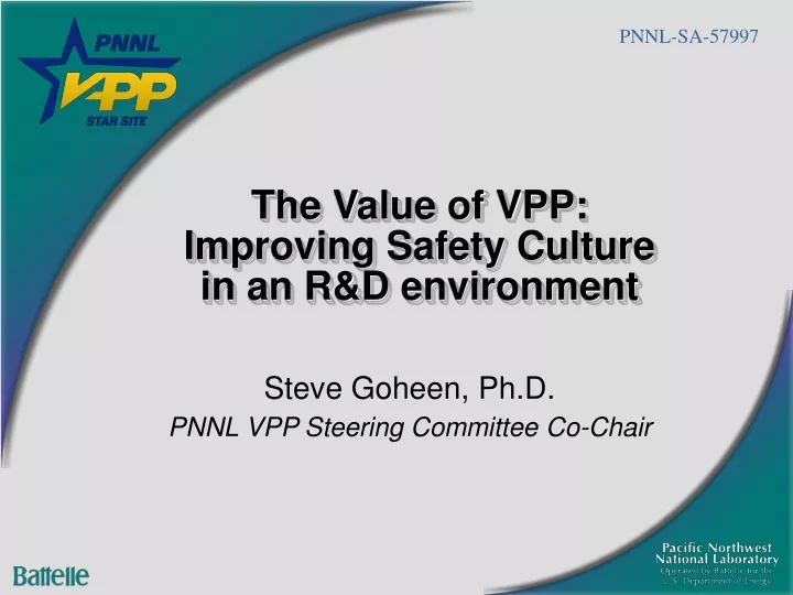 the value of vpp improving safety culture in an r d environment