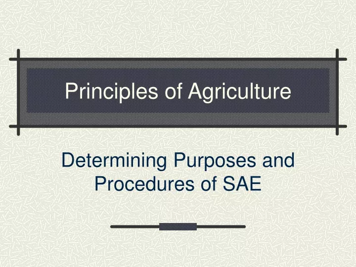 principles of agriculture