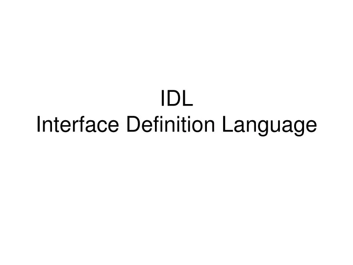 idl interface definition language