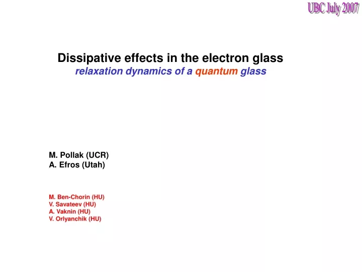 dissipative effects in the electron glass