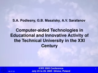 S.A. Podlesny, G.B. Masalsky, A.V. Sarafanov