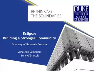 Eclipse:  Building a Stronger Community