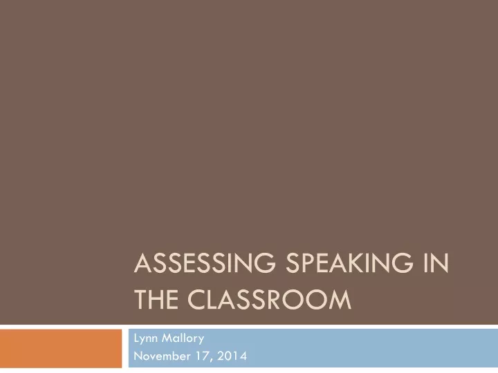 assessing speaking in the classroom