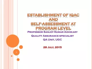 Establishment  of IQAC  and   Self-Assessment at Program Level