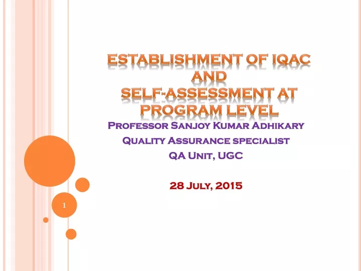 establishment of iqac and self assessment at program level