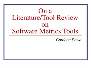 On a  Literature/Tool Review  on  Software Metrics Tools