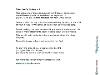 Teacher’s Notes - 1