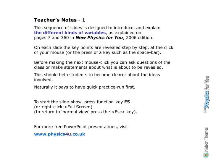 teacher s notes 1 this sequence of slides