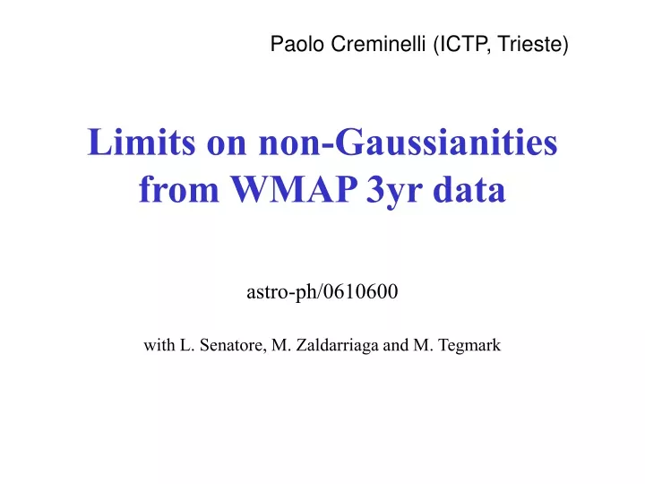 limits on non gaussianities from wmap 3yr data