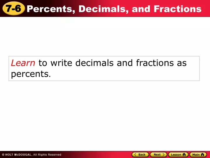 learn to write decimals and fractions as percents