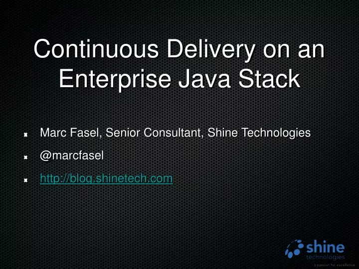 continuous delivery on an enterprise java stack