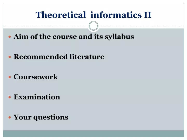 theoretical informatics ii