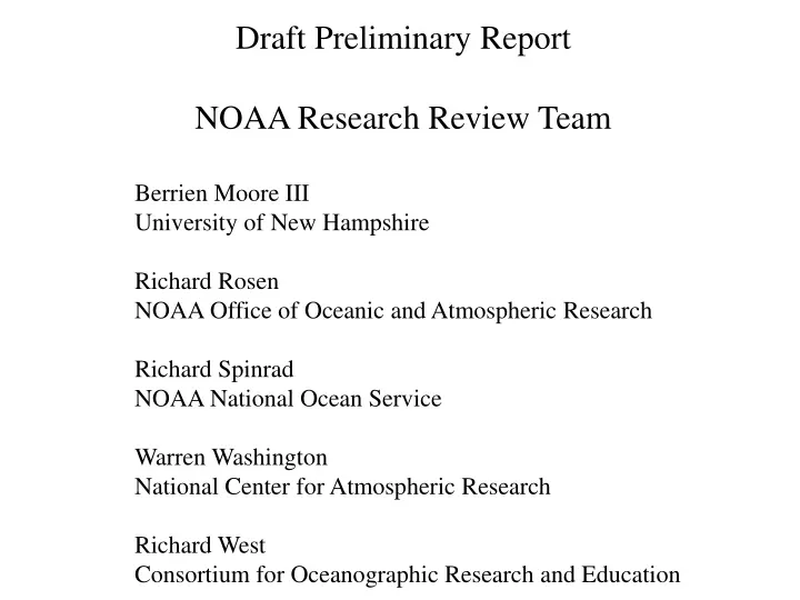 draft preliminary report noaa research review team