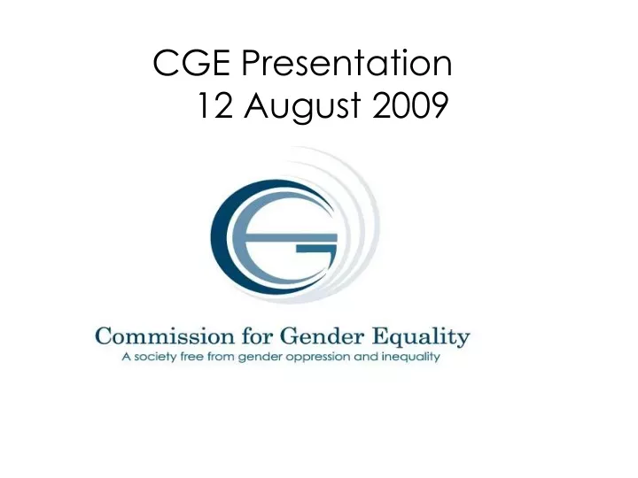 cge presentation 12 august 2009