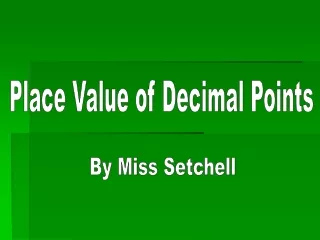 Place Value of Decimal Points