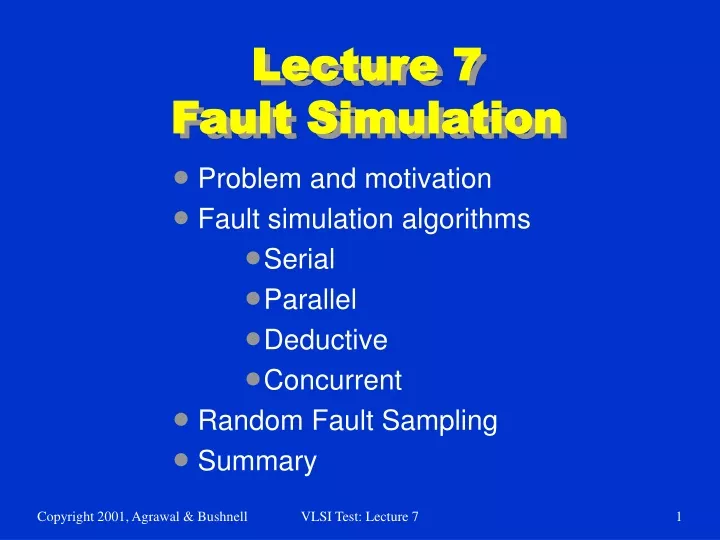 lecture 7 fault simulation
