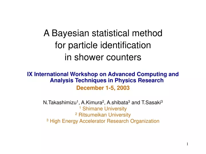 a bayesian statistical method for particle