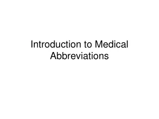 Introduction to Medical Abbreviations