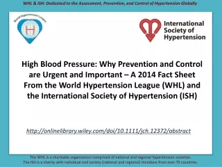 WHL &amp; ISH: Dedicated to the Assessment, Prevention, and Control of Hypertension Globally