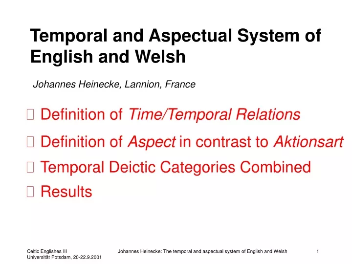 temporal and aspectual system of english and welsh
