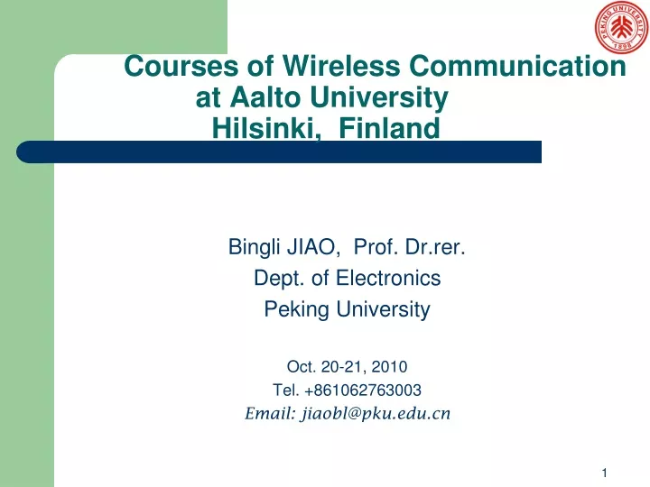courses of wireless communication at aalto university hilsinki finland
