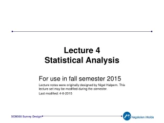 Lecture 4 Statistical Analysis