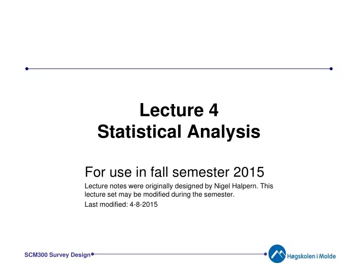 lecture 4 statistical analysis