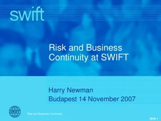 Risk and Business Continuity at SWIFT