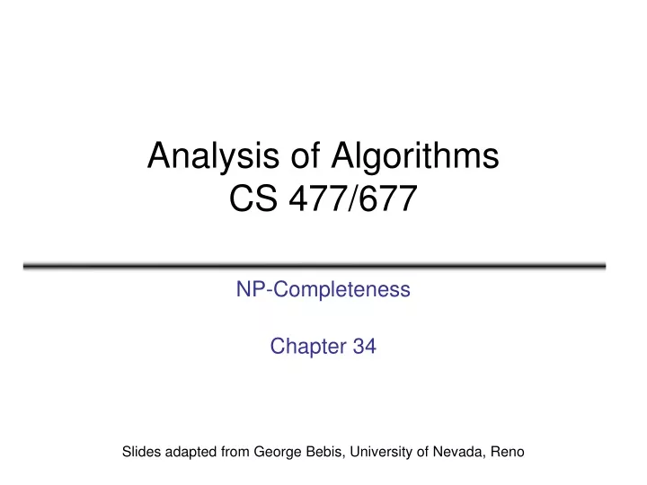 analysis of algorithms cs 477 677