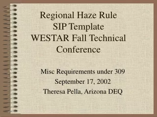 Regional Haze Rule SIP Template WESTAR Fall Technical Conference