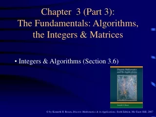 Chapter  3 (Part 3): The Fundamentals: Algorithms, the Integers &amp; Matrices