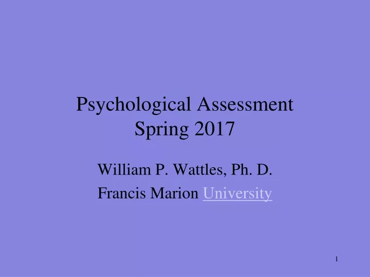 psychological assessment spring 2017