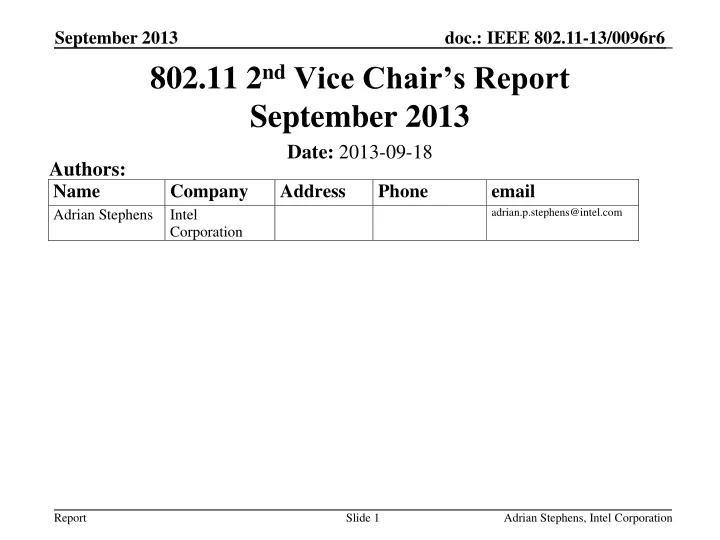 802 11 2 nd vice chair s report september 2013