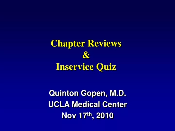 chapter reviews inservice quiz
