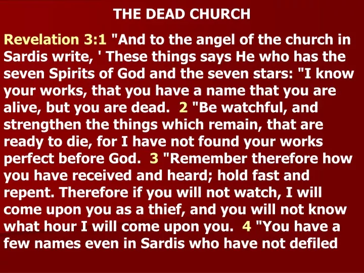 the dead church revelation 3 1 and to the angel