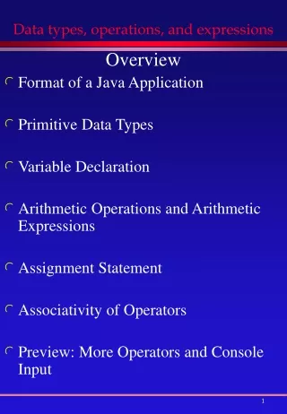 Data types, operations, and expressions