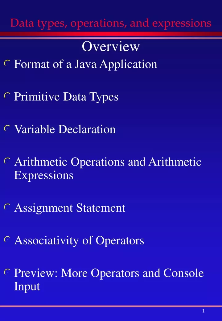 data types operations and expressions