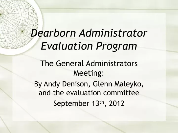 dearborn administrator evaluation program