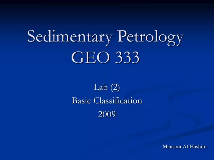 sedimentary petrology geo 333