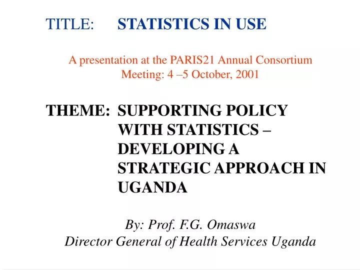 title statistics in use a presentation