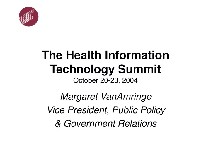 the health information technology summit october 20 23 2004