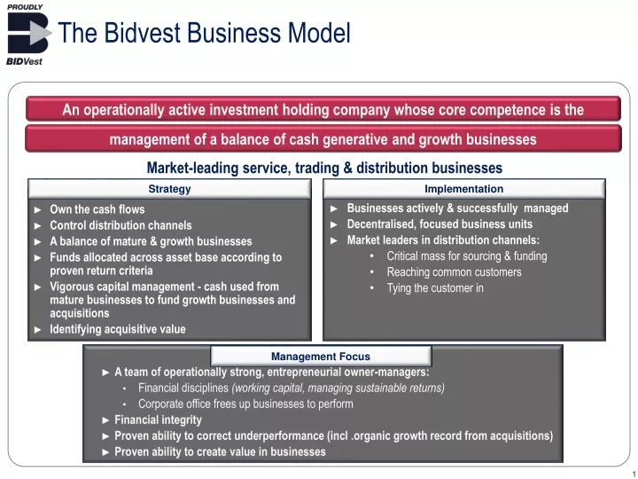 the bidvest business model