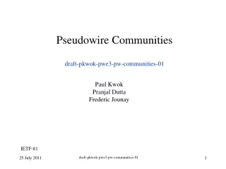 Pseudowire Communities draft-pkwok-pwe3-pw-communities-01