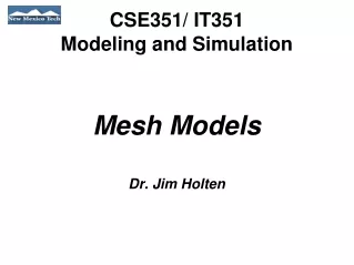 CSE351/ IT351 Modeling and Simulation