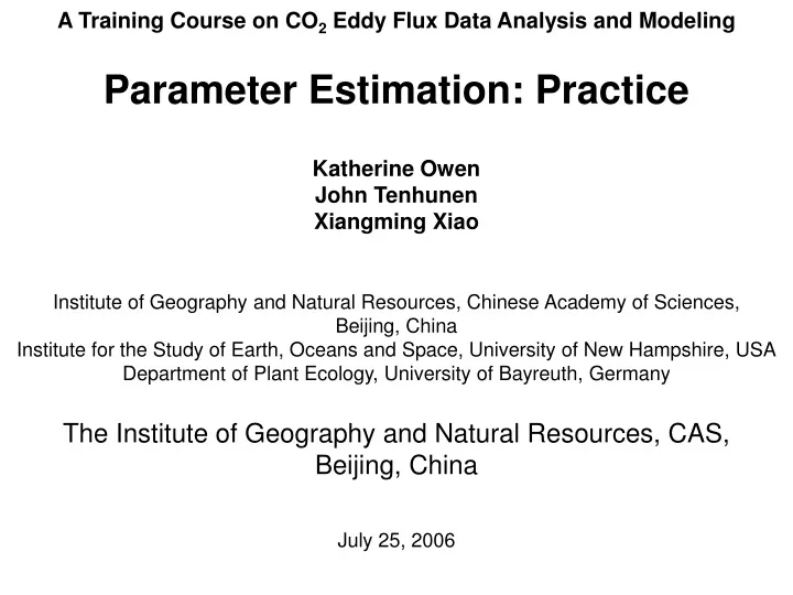 a training course on co 2 eddy flux data analysis